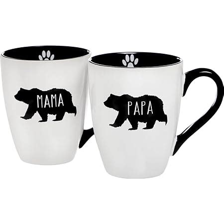 Amazon.com: Sheffield Home Mama Pear and Papa Bear Coffee Mug Set- White and Black Ceramic ...