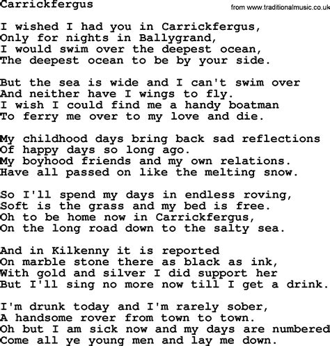 Joan Baez song - Carrickfergus, lyrics