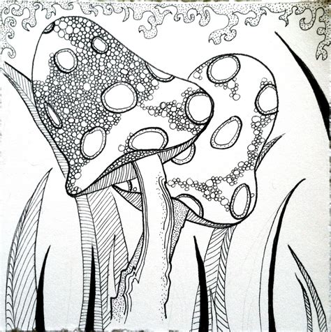 mushroom zentangle by my sister Julia! Zentangle Kunst, Doodles ...