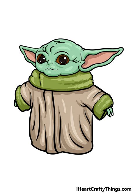 How to Draw Baby Yoda from the Mandalorian - Easy and Cute Drawing ...