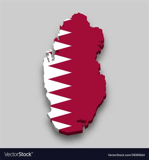 3d isometric map qatar with national flag Vector Image