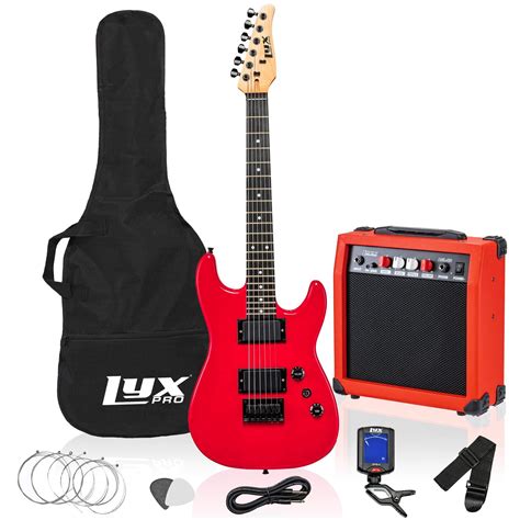 LyxPro Beginner 36” Electric Guitar Youth Package with Small Accessories for Kids, Red - Walmart.com