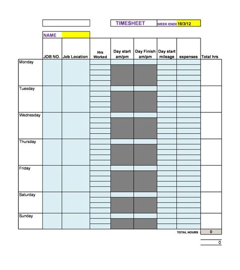 40 Free Timesheet / Time Card Templates - Template Lab