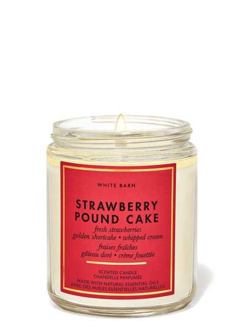 Strawberry Pound Cake Single Wick Candle | Bath and Body Works | Pound cake with strawberries ...