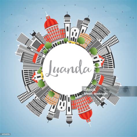 Luanda Skyline With Gray Buildings Blue Sky And Copy Space Stock Illustration - Download Image ...