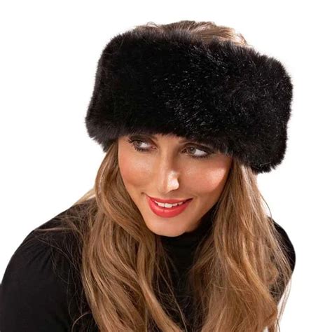 Russia Style Fox Fur Hat For Women Faux Fluffy Headband Russian Winter ...