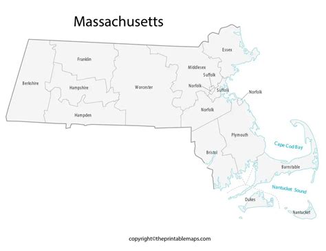 Massachusetts County Map | County Map of Massachusetts