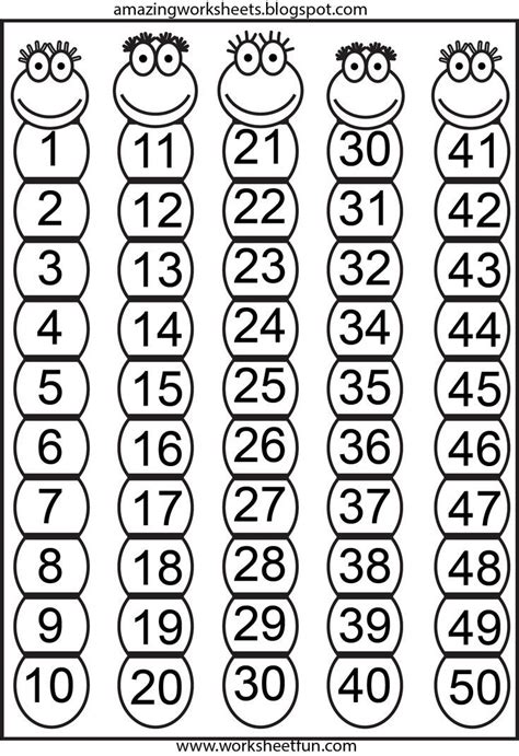 Gráfico de números 1-50 | Educación en casa | Tabla numérica, hojas de ...