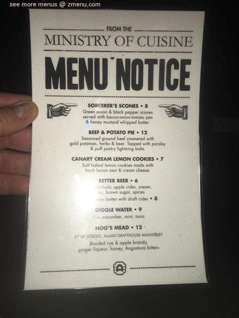 Online Menu of Alamo Drafthouse Cinema Lakeline Restaurant, Austin, Texas, 78717 - Zmenu