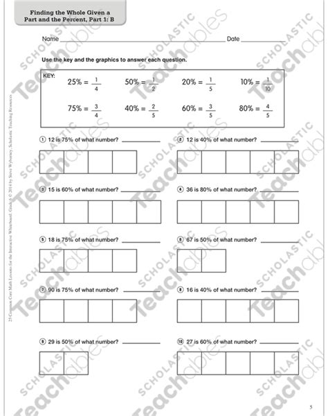 Finding The Whole Given A Part And A Percent Worksheets - Printable ...