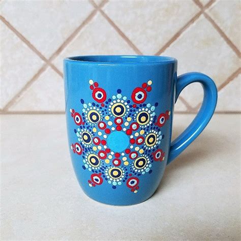 Painted Coffee Mug Hand Painted Coffee Cup Dot Mandala Mug | Etsy