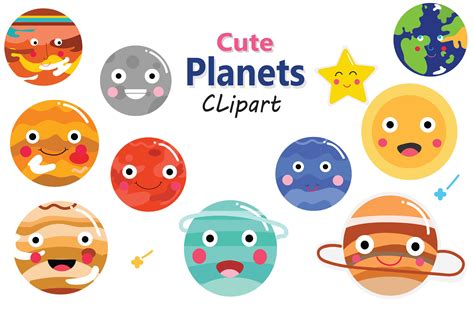 Cute Solar System Planets Clipart Graphic by Cuttie clipart · Creative ...