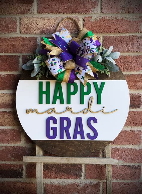 Mardi Gras Front Door Decor, Mardi Gras Door Hanger, Wood Mardi Gras ...