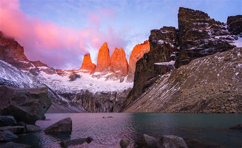 Sunrise from the towers of Torres del Paine National Park [OC ...