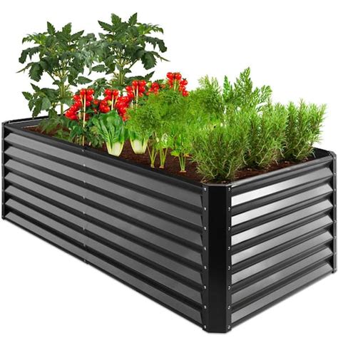 Best Choice Products 6 ft. x 3 ft. x 2 ft. Gray Outdoor Steel Raised Garden Bed Planter Box for ...