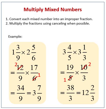 Multiply Mixed Numbers Worksheet (examples, answers, videos, activities)