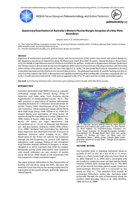 (PDF) Quaternary Reactivation of Australia’s Western Passive Margin: Inception of a New Plate ...