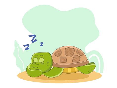 Character of cute sleeping turtle isolated on the background. 3042104 ...