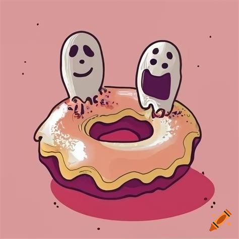 Line art of three ghosts eating donuts on Craiyon