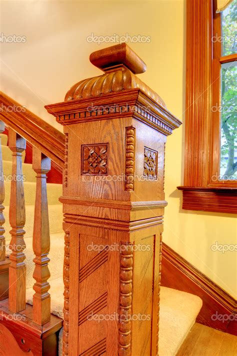 Antique Wood carved staircase railing details. — Stock Photo © iriana88w #22343819
