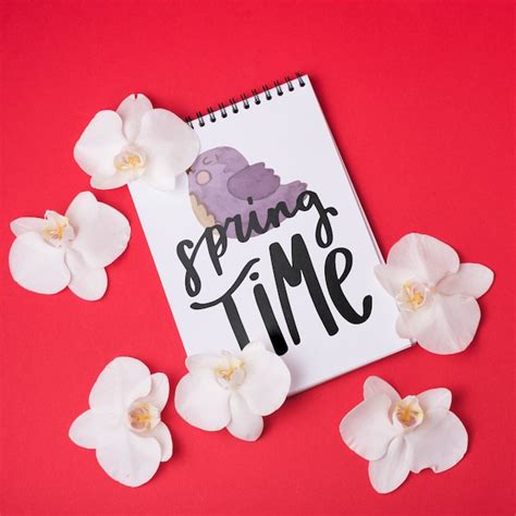 Free PSD | Notepad template for spring with flowers