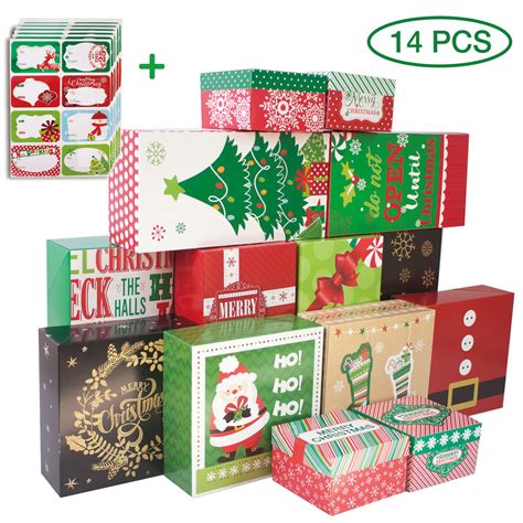 14-Count Decorative Christmas Gift Boxes with Lids and 80-Count Foil C – Party Funny