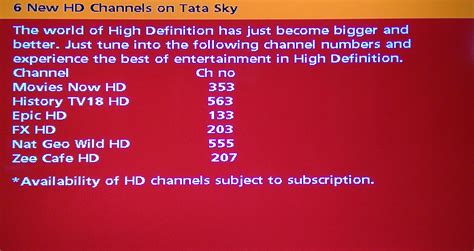 Tata Sky adds 6 new HD channels