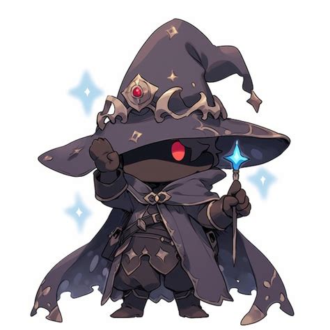 Premium AI Image | A cute chibi black mage character with magical powers in anime style on a ...