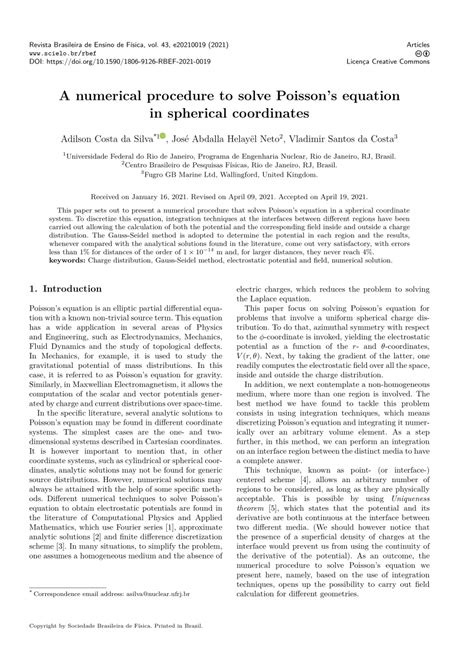 (PDF) A numerical procedure to solve Poisson’s equation in spherical coordinates