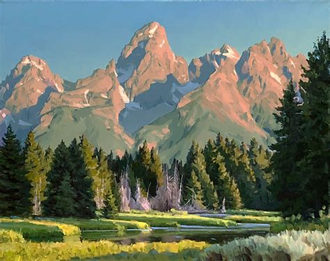 Morning Light, Grand Tetons by Jimmy Dyer, Oil, 16 x 20 | Oil painting landscape, Oil painting ...