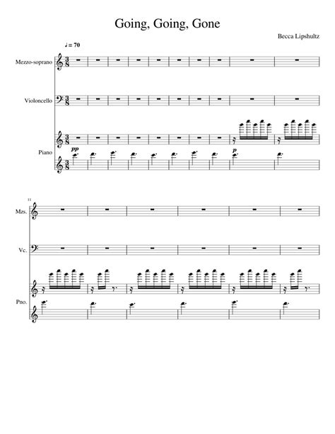 Going Going Gone Sheet music for Piano, Mezzo soprano, Cello (Solo) | Musescore.com