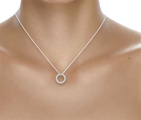 9ct White Gold 0.15ct Diamond Circle Necklace | Necklaces | Jewellery | Goldsmiths