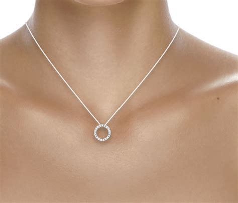 9ct White Gold 0.15ct Diamond Circle Necklace | Necklaces | Jewellery | Goldsmiths