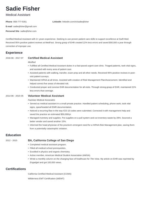 Medical Assistant Resume Templates