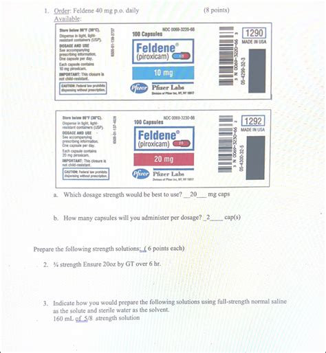 Solved a. Which dosage strength would be best to use? 20 mg | Chegg.com