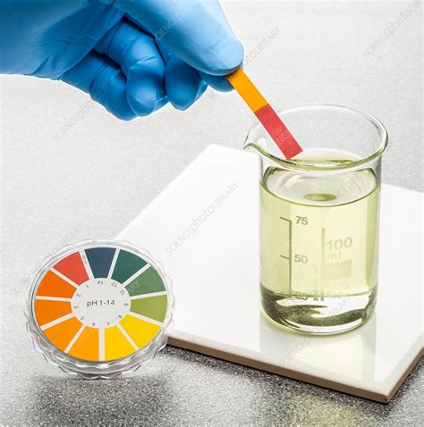 PH test with universal indicator paper - Stock Image - C033/2862 - Science Photo Library