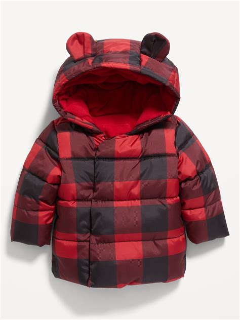 Unisex Hooded Frost Free Plaid Puffer Jacket for Baby | Old Navy