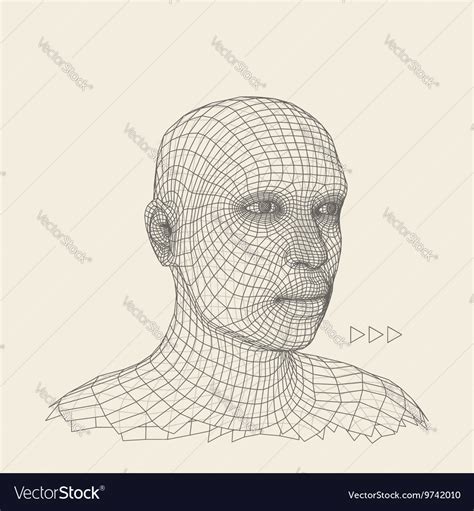 Head 3d grid geometric face design Royalty Free Vector Image