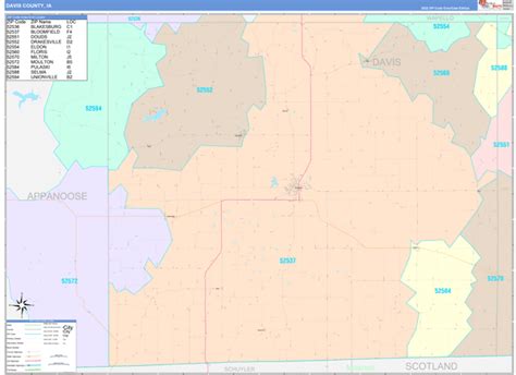 Davis County, IA Wall Map Color Cast Style by MarketMAPS - MapSales