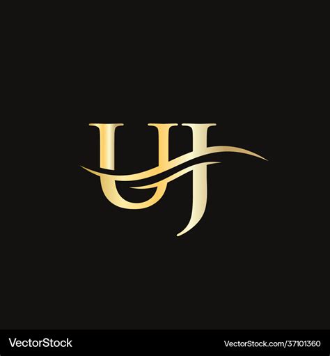 Initial linked letter uj logo design Royalty Free Vector