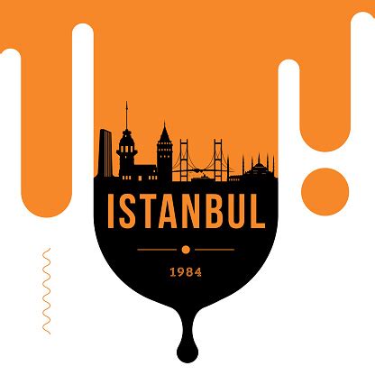 Istanbul Modern Web Banner Design With Vector Linear Skyline Stock ...