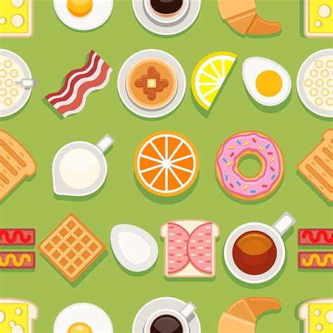 Premium Vector | Breakfast seamless texture