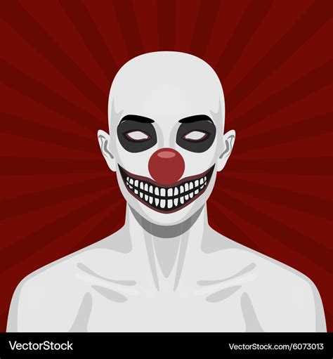 Bald scary clown with smiling face Royalty Free Vector Image