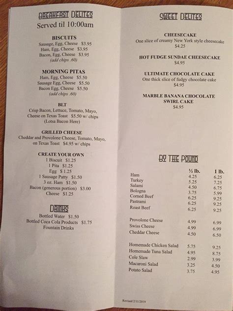 Menu at Joe's Deli restaurant, Salem, 7 N Broad St