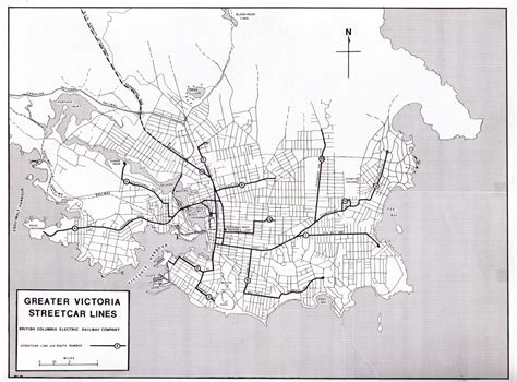 Greater Victoria Streetcar Lines, BCER system map, circa 1930s, image via the Greater Victoria ...