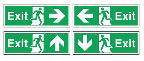 Fire Exit. Four different directional fire exit signs , #Ad, # ...