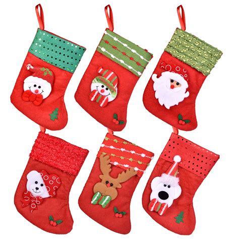 Fun Little Toys 6Pcs Christmas Socks Set for Christmas Decorations ...