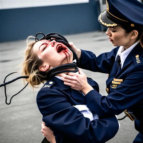 Fatal Struggle Woman in Uniform Using Wire Garrote on Navy Guard | MUSE AI