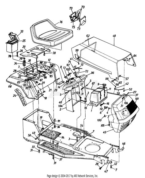 MTD 134H471F190 38" Lawn Tractor L-12 (1994) Parts Diagram for Complete ...