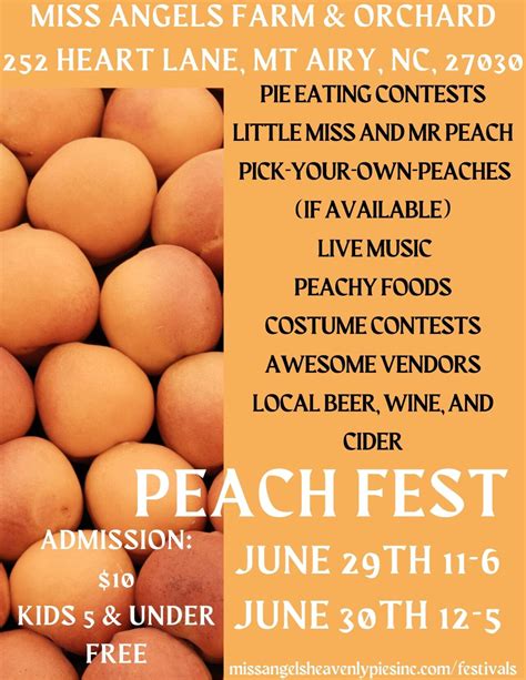 Peach Festival - Miss Angel's Heavenly Pies Inc.